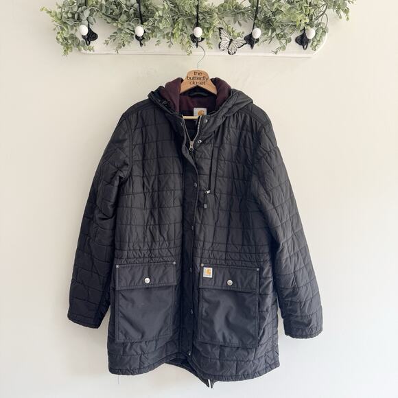 Women’s Carhartt Black Quilted Puffer Parka Jacket XL - Picture 1 of 4